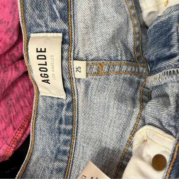 AGOLDE Riley High Rise Straight Crop Jeans in Shatter Light Wash Distressed 25 - Picture 6 of 8